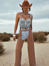 Faux Suede Cowgirl Chaps: Silver Studded Western Style