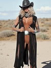 Black Beaded Fringe Vest: Macrame-Style Cowgirl Glam Top