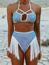 Blue Sequin Fringe Festival Set, Cowgirl Costume Set, Western Glam Fringe Set, Disco Cowboy Set, Country Bride Costume