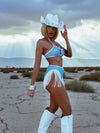Blue Sequin Fringe Festival Set, Cowgirl Costume Set, Western Glam Fringe Set, Disco Cowboy Set, Country Bride Costume
