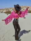 Fringe Flare Western Pants: PU Leather and Suede Chaps Pants, Western Cowgirl Style Chaps Pants, Western Glam Faux Suede Pants