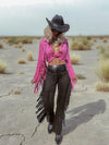 Fringe Flare Western Pants: PU Leather and Suede Chaps Pants, Western Cowgirl Style Chaps Pants, Western Glam Faux Suede Pants