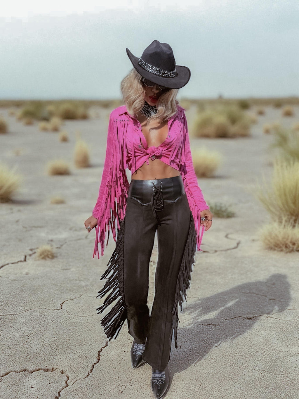 Fringe Flare Western Pants: PU Leather and Suede Chaps Pants, Western Cowgirl Style Chaps Pants, Western Glam Faux Suede Pants