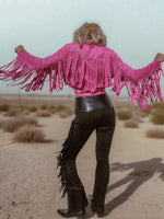 Fringe Flare Western Pants: PU Leather and Suede Chaps Pants, Western Cowgirl Style Chaps Pants, Western Glam Faux Suede Pants