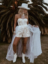 Boho Bridal Romper, Wedding Party Western Gown, Bohemian Wedding Reception Jumpsuit, Bachelorette Party Outfit Elopement Dress Romper
