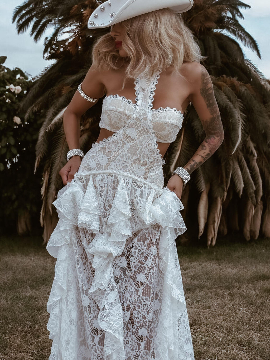 Boho Bridal Lace Gown, Bohemian Western Bride Dress, Bachelorette Party Dress, Boho Elopement Dress