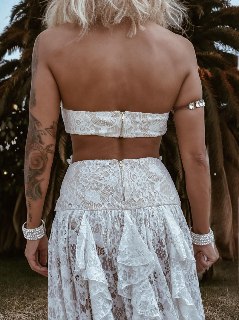 Boho Bridal Lace Gown, Bohemian Western Bride Dress, Bachelorette Party Dress, Boho Elopement Dress