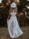 Boho Bridal Lace Gown, Bohemian Western Bride Dress, Bachelorette Party Dress, Boho Elopement Dress