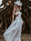 Boho Bridal Lace Gown, Bohemian Western Bride Dress, Bachelorette Party Dress, Boho Elopement Dress