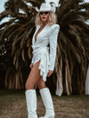 Western Blazer Mini Bridal Dress, Blazer Country Dress, Western Glam Country Bride Dress, White Cowgirl Dress, Blazer Wedding Dress