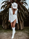 Western Blazer Mini Bridal Dress, Blazer Country Dress, Western Glam Country Bride Dress, White Cowgirl Dress, Blazer Wedding Dress