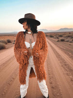 Boho Fringe Coat, Knit Fringe Mid Maxi Festival Coat, Tassel Kimono, Crochet Fringe Jacket, Bohemian Knitted Cardigan,Chunky Cardigan Jacket