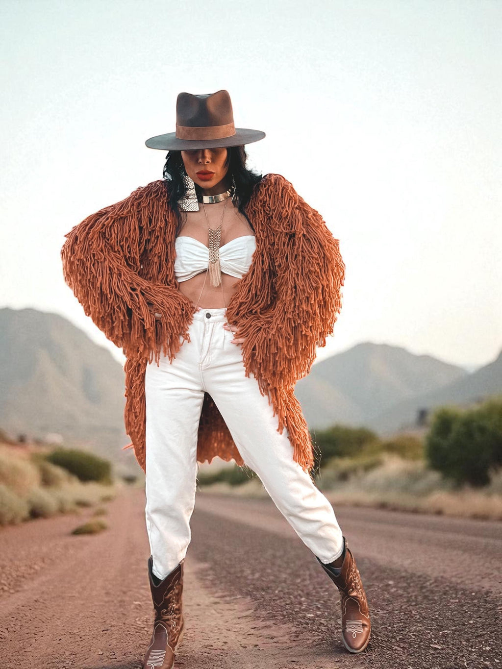 Boho Fringe Coat, Knit Fringe Mid Maxi Festival Coat, Tassel Kimono, Crochet Fringe Jacket, Bohemian Knitted Cardigan,Chunky Cardigan Jacket