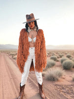 Boho Fringe Coat, Knit Fringe Mid Maxi Festival Coat, Tassel Kimono, Crochet Fringe Jacket, Bohemian Knitted Cardigan,Chunky Cardigan Jacket