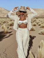 Fringe Faux Suede Bell Bottom Pants, Faux Suede Flared Cowgirl Pants, Fringe Festival Studded Pants