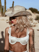 Beige Satin Square Neck Crop Top, Bralette Bridal Top, Western Cowgirl Top