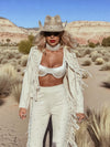 Studded Fringe Faux Suede Jacket, Western Cowgirl Suede Kimono Jacket, Suede Fringe Cowboy Jacket