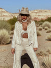 Studded Fringe Faux Suede Jacket, Western Cowgirl Suede Kimono Jacket, Suede Fringe Cowboy Jacket