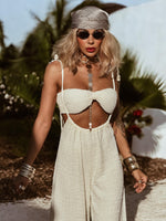 Bohemian Suspender Pants Set, Boho Textured Pants Set, Yoga Goddess Pants and Top, Romantic Bridal Pants Set, Honeymoon Beach Wedding Set