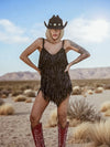 Disco Cowboy Sequin Fringe Black Mini Dress, Disco Queen Dress, Fringe Cowgirl Dress, Western Glam Costume Dress