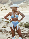 Blue Sequin Fringe Festival Set, Cowgirl Costume Set, Western Glam Fringe Set, Disco Cowboy Set, Country Bride Costume