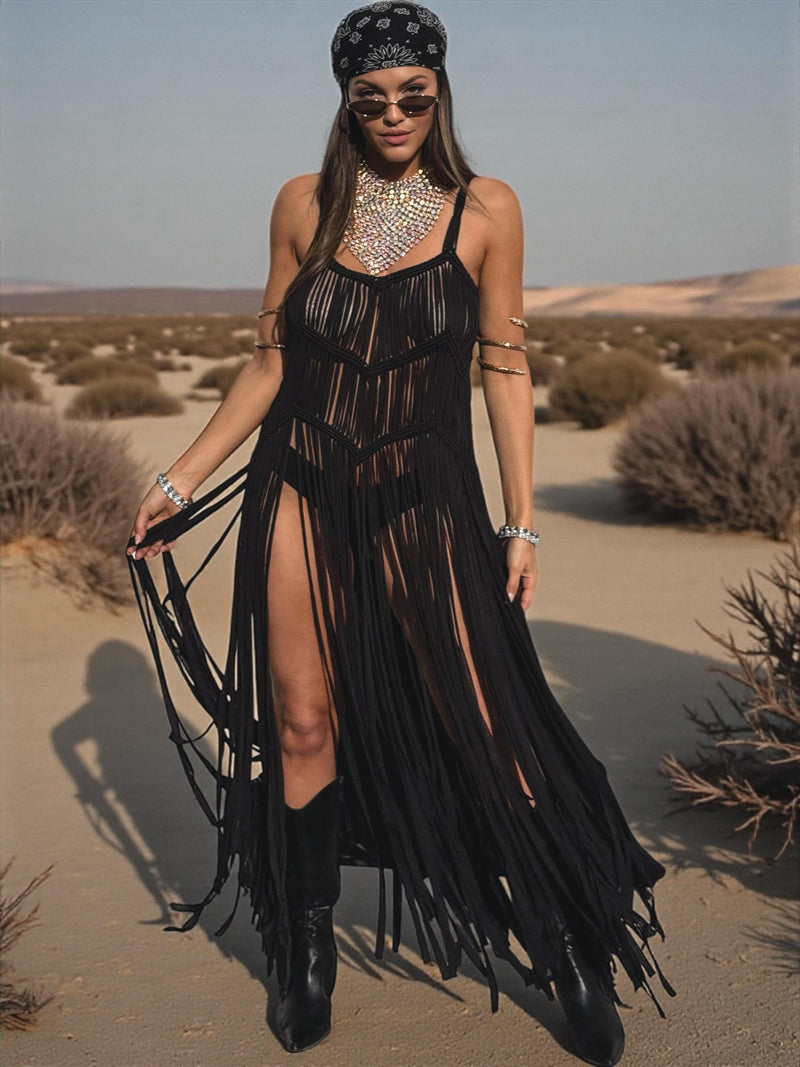 boho fringe dress Macrame Like Festival Dress, Cowgirl Fringe Dress, Western – Gypsy Tale homecoming dresses burgundy Size:Custom Size Free Short Boho Summer Dress desert brides