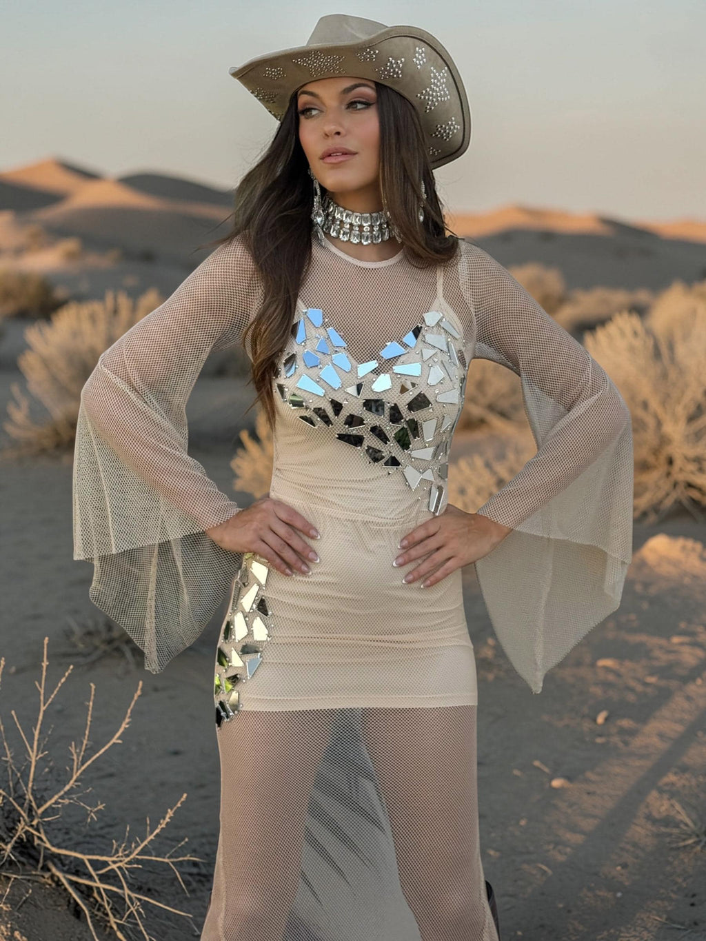 green emerald velvet dress Western T-Shirt Dress: Boho Cowboy Festival Outfit M main image 1