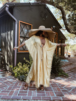 Handmade Tassel Embroidery Boho Bohemian Maxi Gold Kimono
