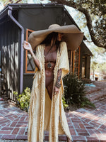 Handmade Tassel Embroidery Boho Bohemian Maxi Gold Kimono