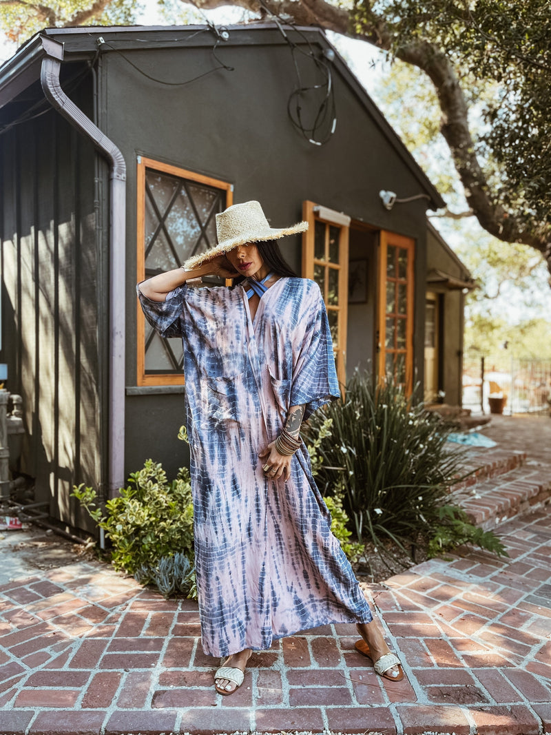 Tie dye kimono dress top