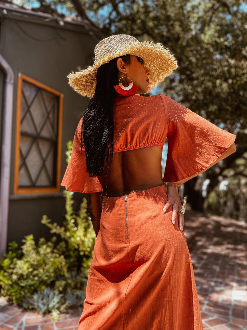 Kimono Sleeve Cut Out Backless Cotton Dress Gypsy Tale