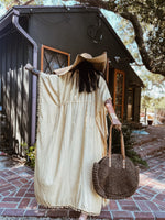 Handmade Tassel Embroidery Boho Bohemian Maxi Gold Kimono