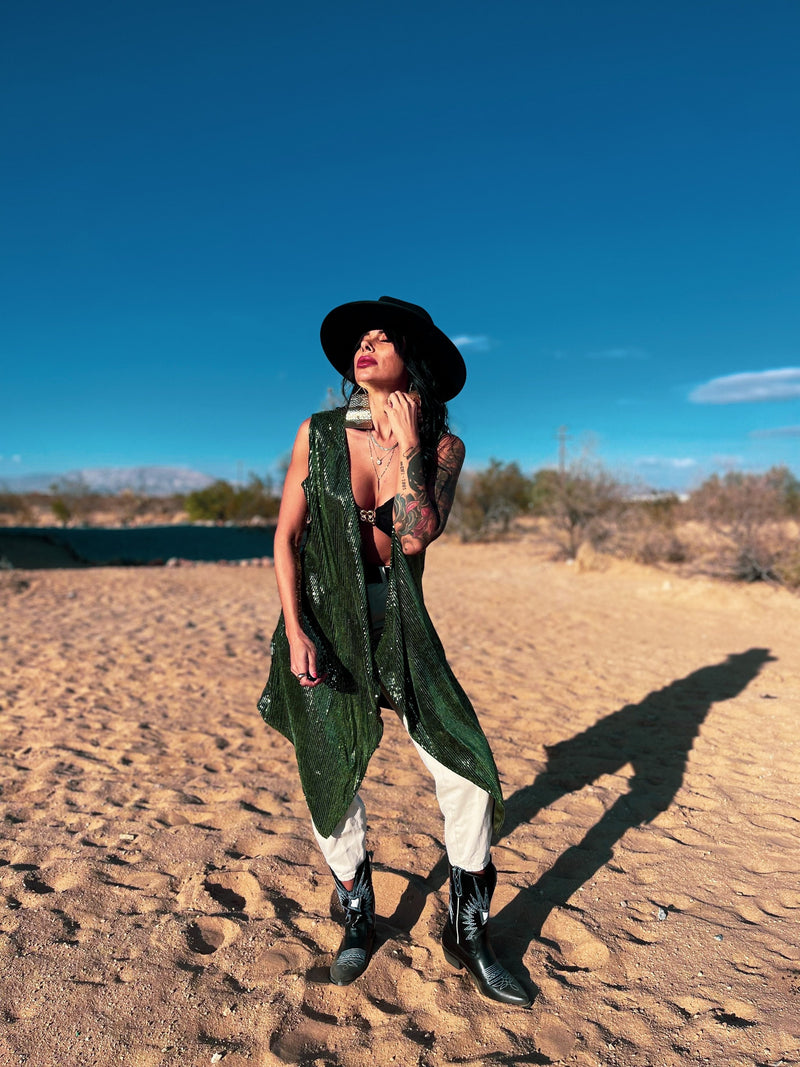 Boho Bohemian Romantic Velvet Sequin Rave Festival Western Christmas Vest Kimono  Outfit Country Western Desert  Gypsy