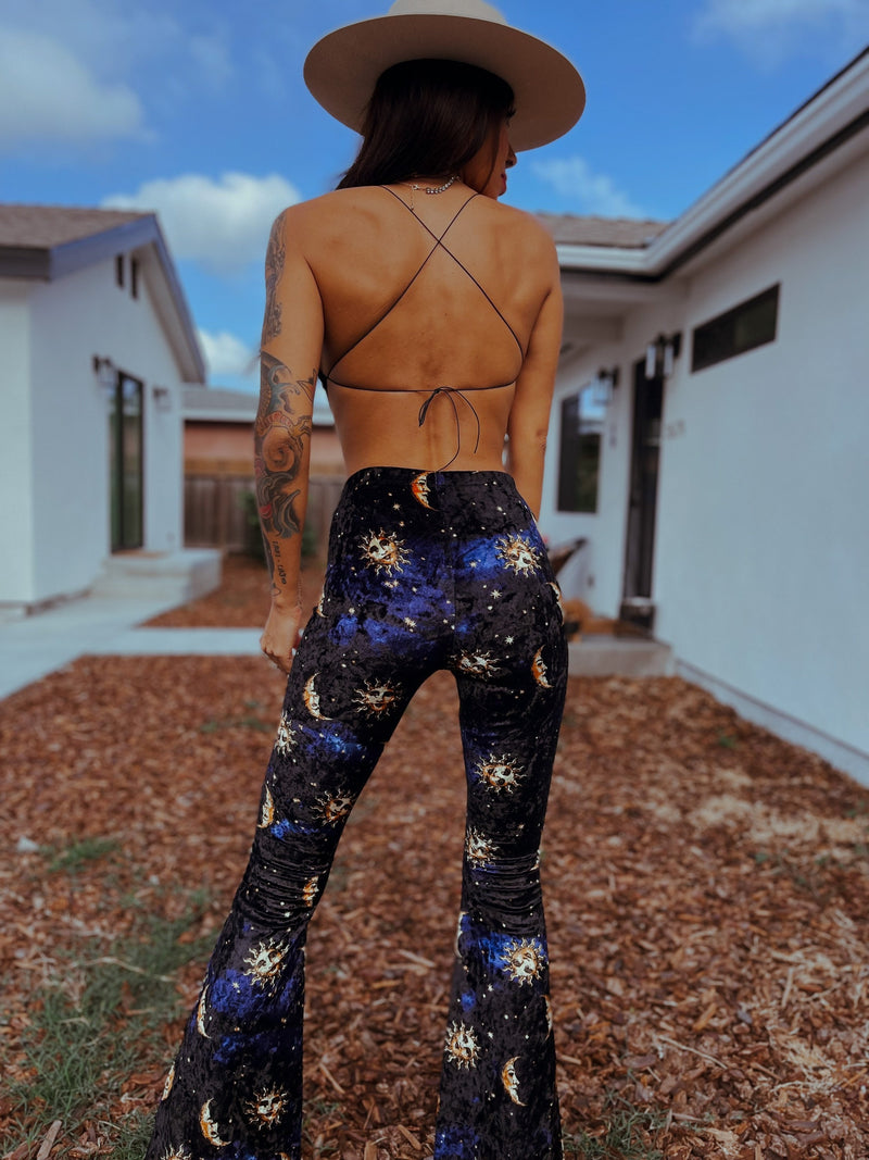 Hippie Sun and Moon Zodiac Pattern Velvet Two Piece Set Gypsy Tale