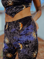 Hippie Sun and Moon Zodiac Pattern Velvet Two Piece Set