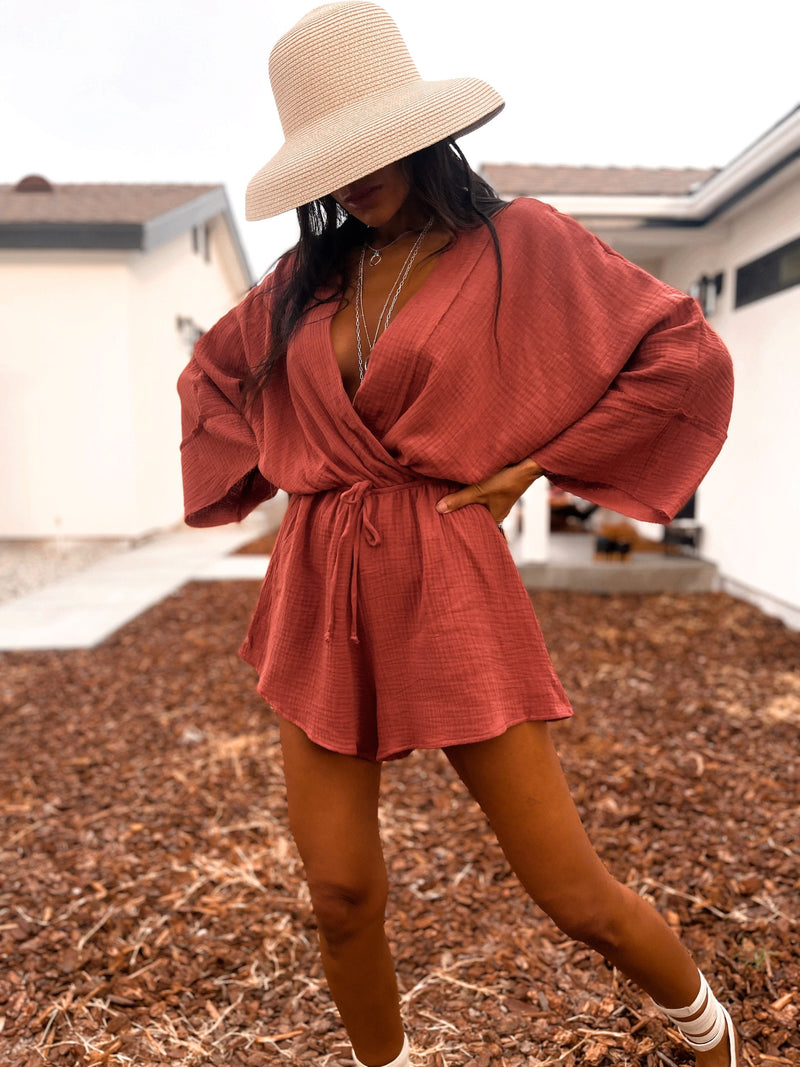 100% Cotton Gauze Kimono Romper