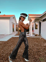 Festival Sequin Disco Flare Fringe Backless Jumpsuit