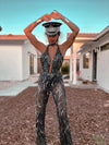 Festival Sequin Disco Flare Fringe Backless Jumpsuit