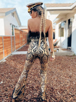 Gold Sequined Feather Detail Jumpsuit