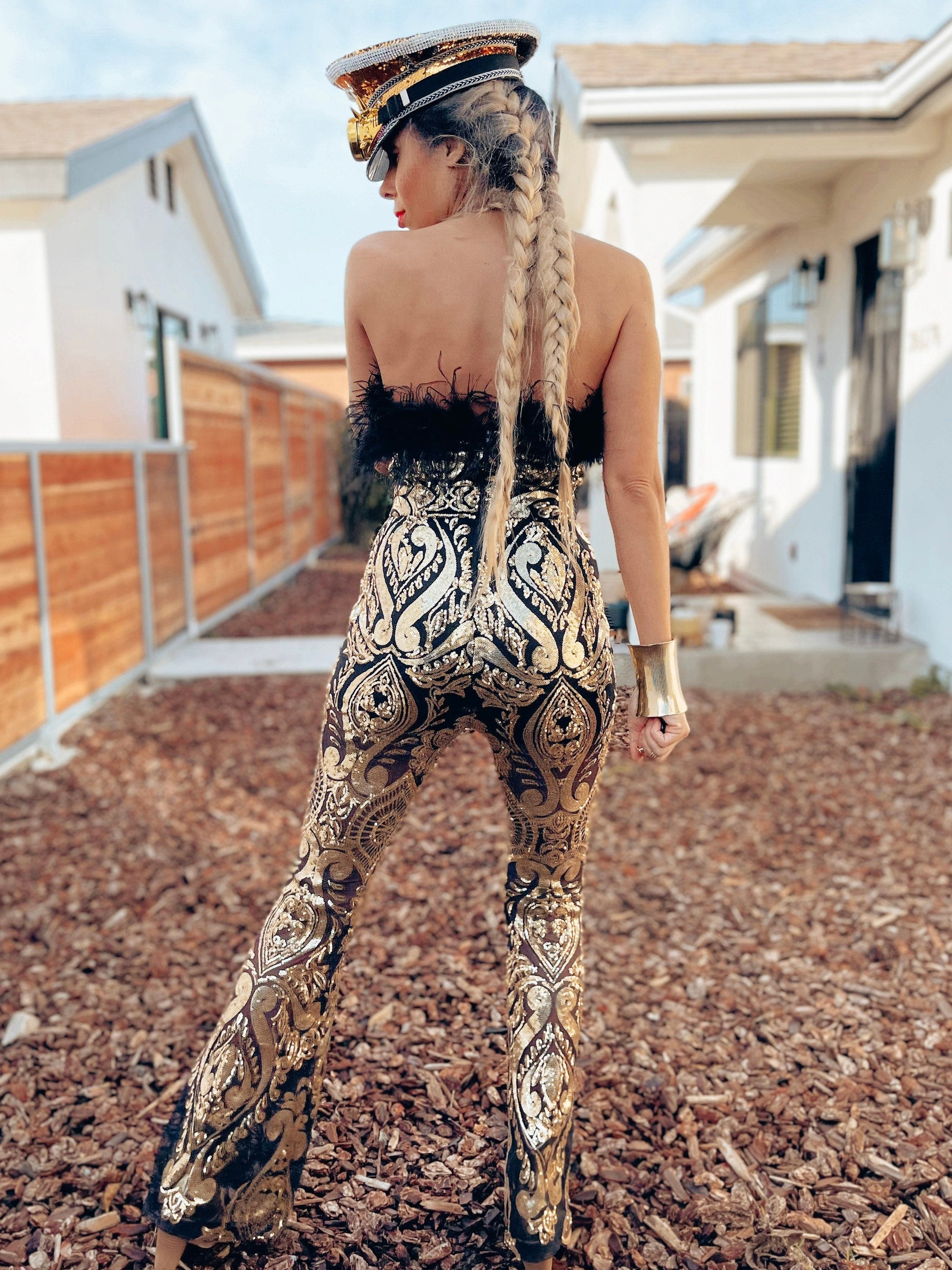 Gold bell sale bottom jumpsuit