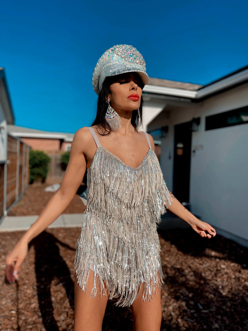 Sequin Fringe Silver Mini Dress – Gypsy Tale