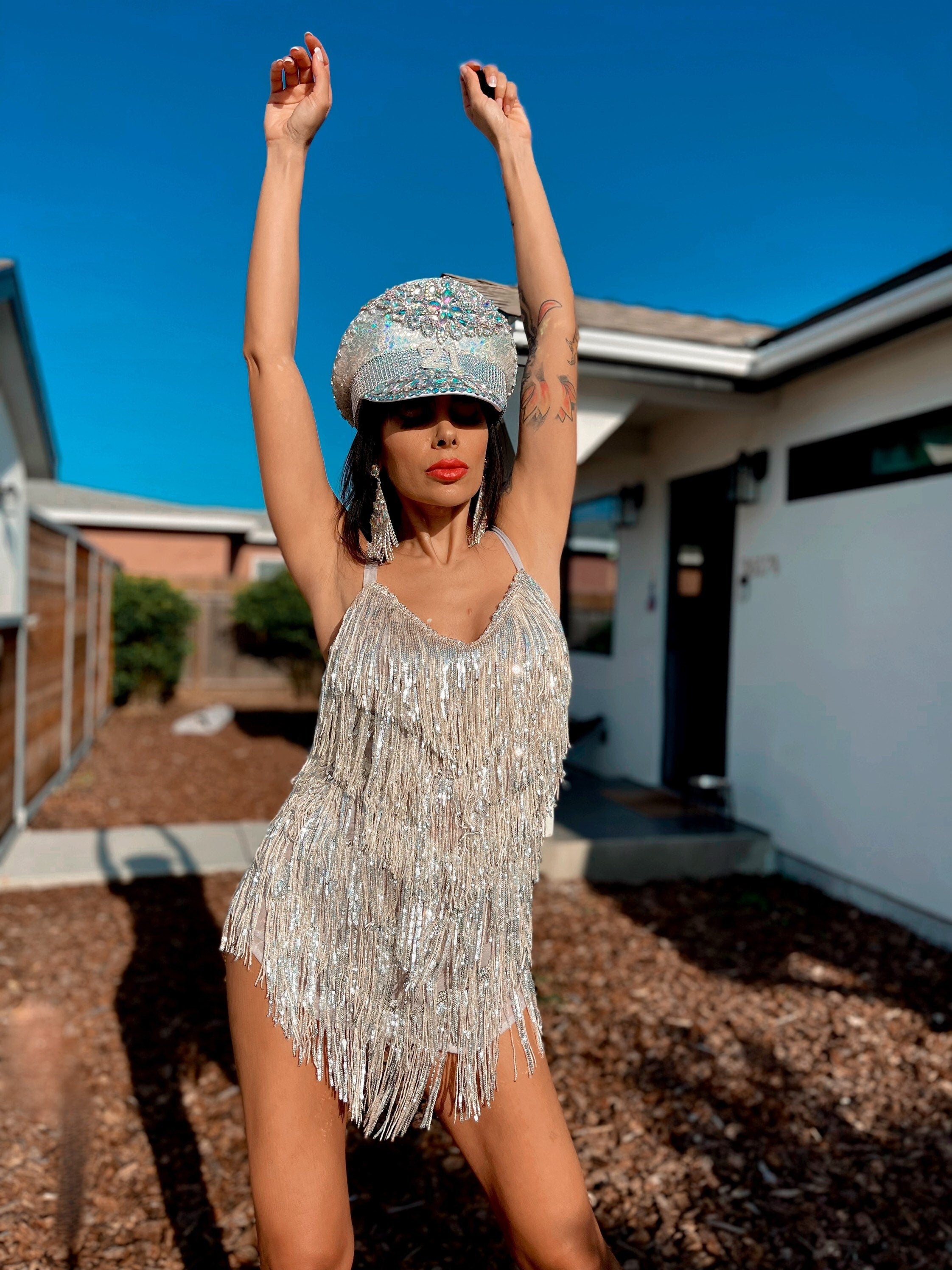 Sequin Fringe Silver Mini Dress Gypsy Tale Sequin Fringe Silver Mini Dress Gypsy Tale