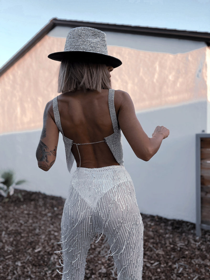 Renaissance Silver Fringe Festival Pants