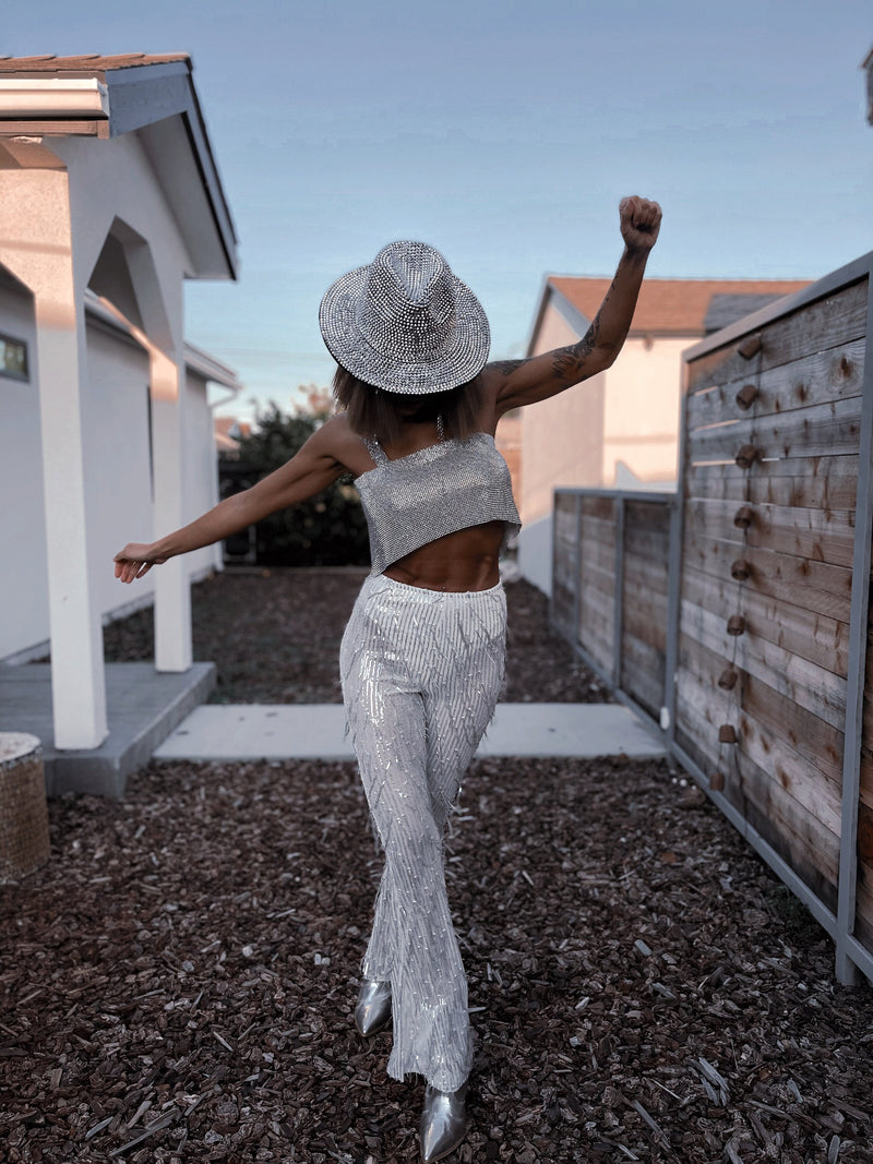 Renaissance Silver Fringe Festival Pants