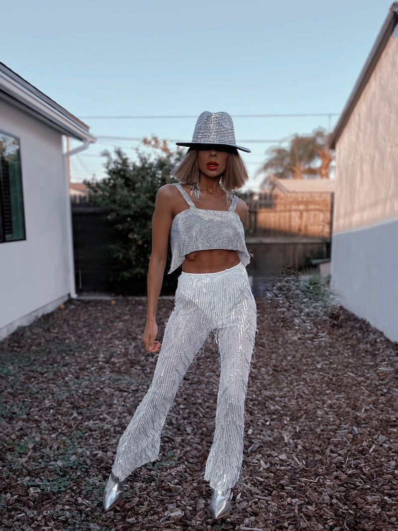 Renaissance Silver Fringe Festival Pants
