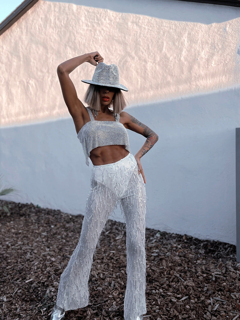 Renaissance Silver Fringe Festival Pants